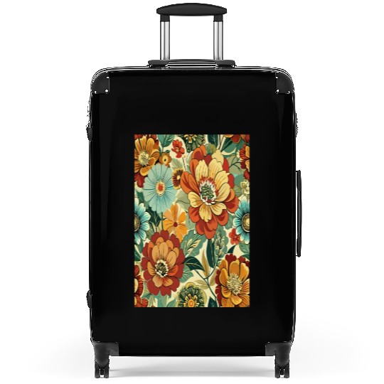 Timeless Blossoms: A Vintage Floral Tapestry Suitcases