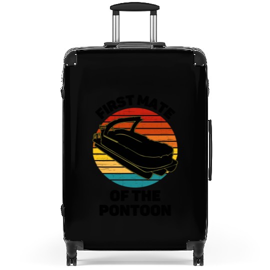 Pontoon Boat Captain - First Mate Funny Vintage Suitcases