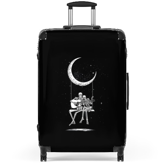 Halloween Skeleton Couple Guitar Moon Suitcases