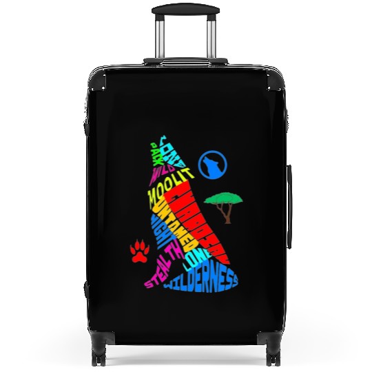 Majestic Wolf Howling in its Vibrant Habitat Suitcases