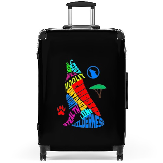 Majestic Wolf Howling in its Vibrant Habitat Suitcases
