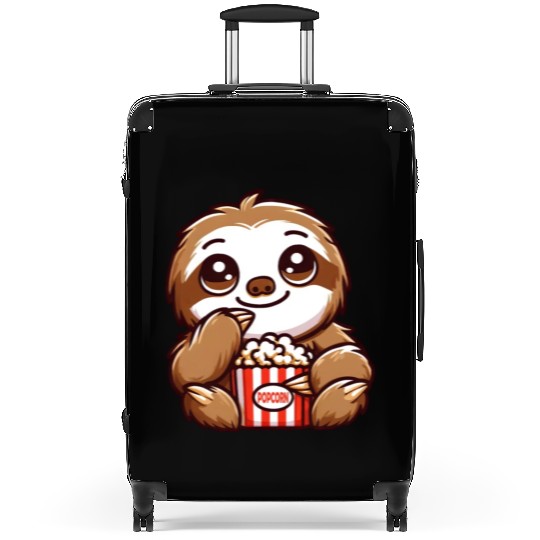 Sloth Film Critic Cinema Popcorn Lover Suitcases