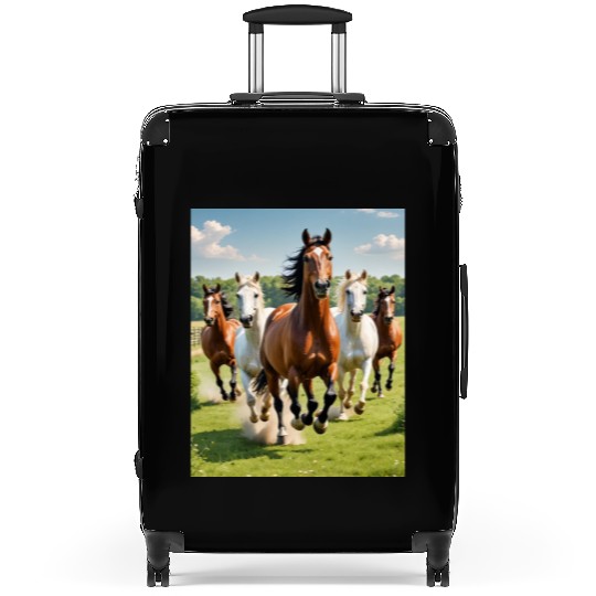 Horse racing competition. Suitcases