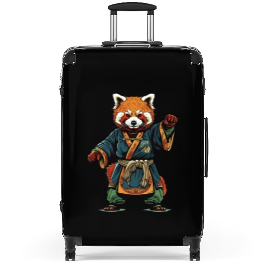 Red panda karate fighting style Suitcases