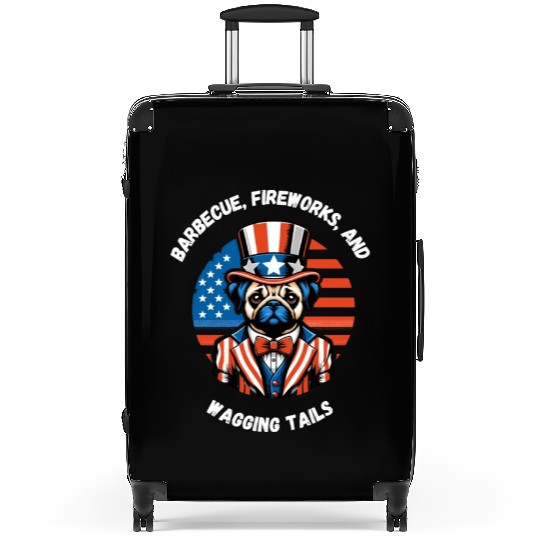 independance day,Barbecue, fireworks, and wagging Suitcases
