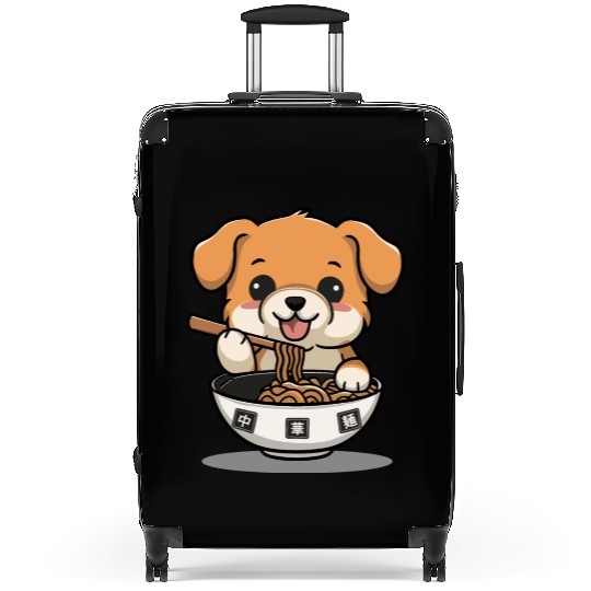 Cute Dog Eating Ramen Noodles Suitcases