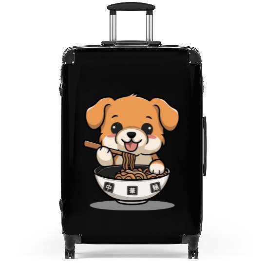 Cute Dog Eating Ramen Noodles Suitcases