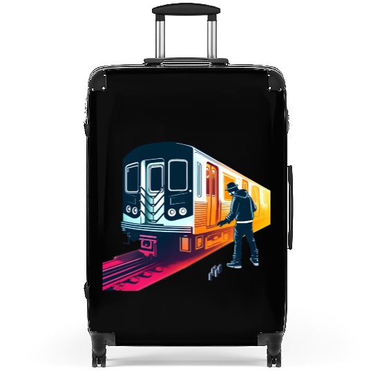 AI Teen at Subway Layup Masked Suitcases