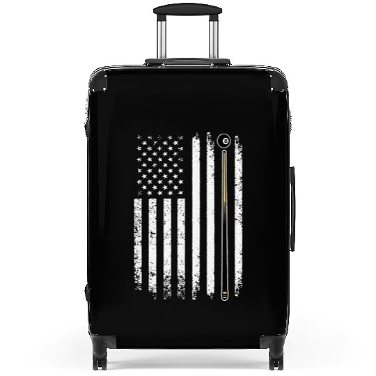 Billiards Pool Player Table USA US American Flag Suitcases