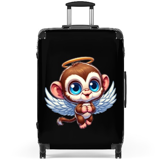 Monkey chimpanzee angel cartoon Suitcases