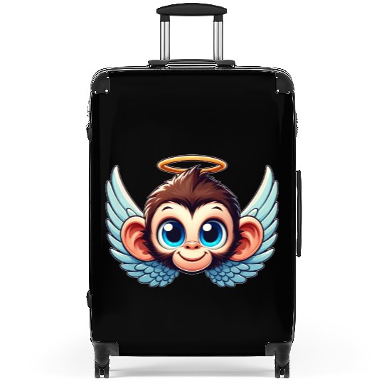 Monkey chimpanzee cartoon angel wings Suitcases