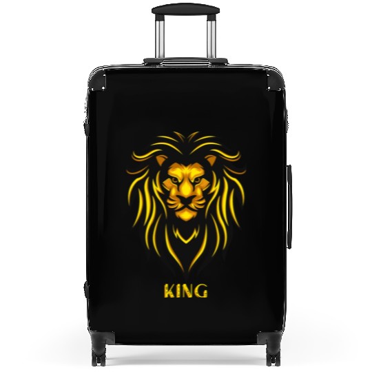 Black Yellow Lion Illustrative Suitcases