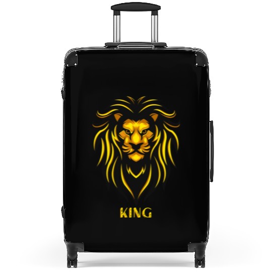 Black Yellow Lion Illustrative Suitcases