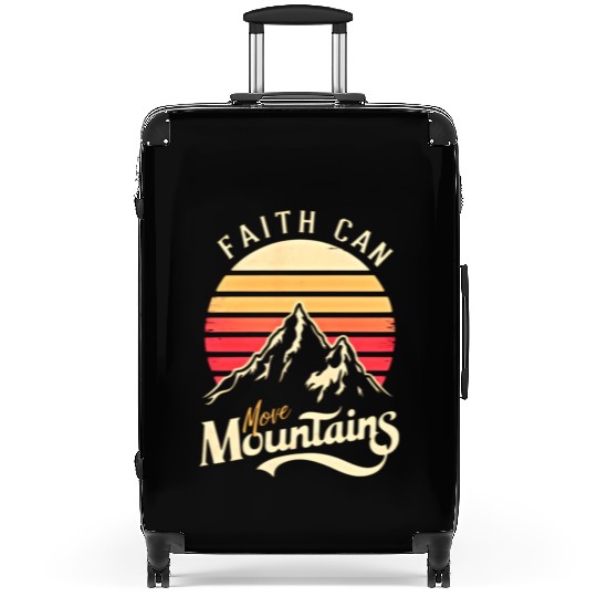 Faith can move mountains, retro sunset design Suitcases