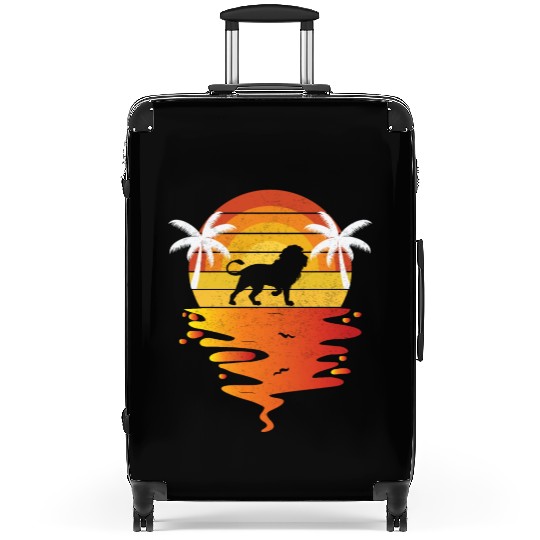 Lion Suitcases retro sunset 70s vintage zookeeper Lion