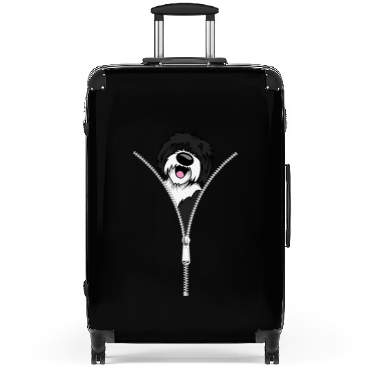 Sheepadoodle Dog Zipper, Funny Puppy Dog Owner Suitcases