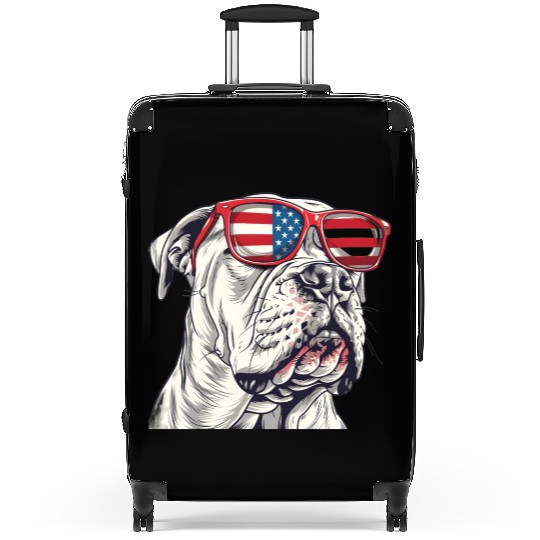 Dogo Argentino dog. 4th of July and memorial day Suitcases