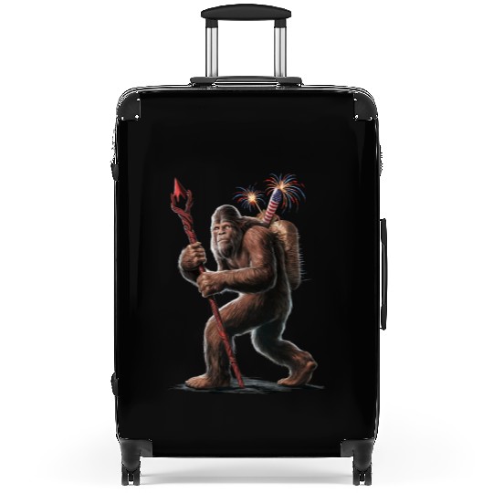 Bigfoot Fireworks 4th of July Usa Flag Sasquatch Suitcases