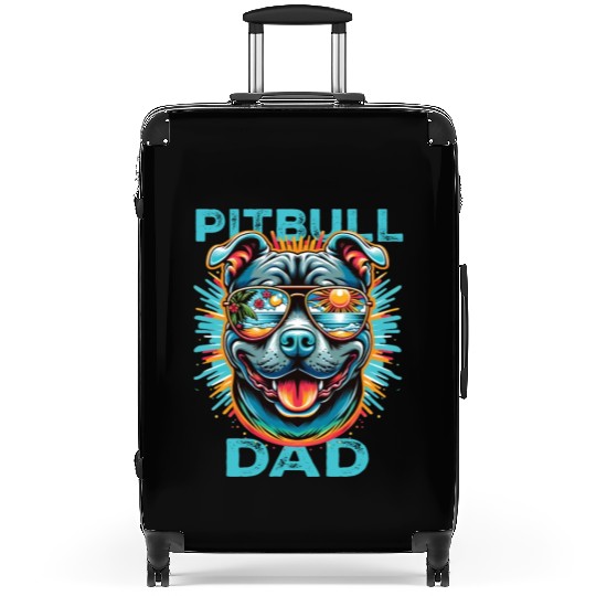 PITBULL DAD with summer sunglasses Suitcases