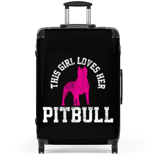 Unique Art For Girl Who Loves Her Pitbull Suitcases