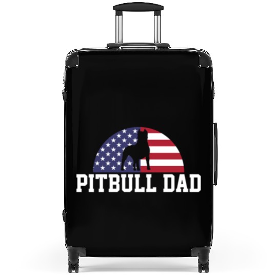 Pitbull Dad Embracing USA Flag Merica Pride Art Suitcases