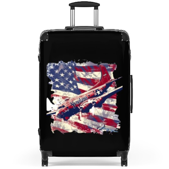 yankee, lady, world war 2 Suitcases