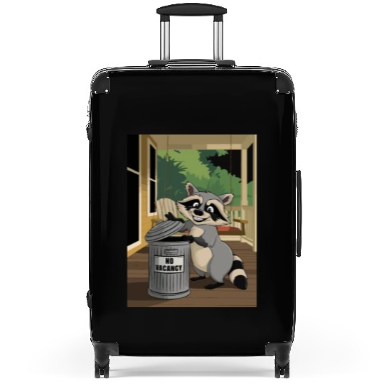 Racoon Trash Panda Metal Trash Can No Vacancy Suitcases