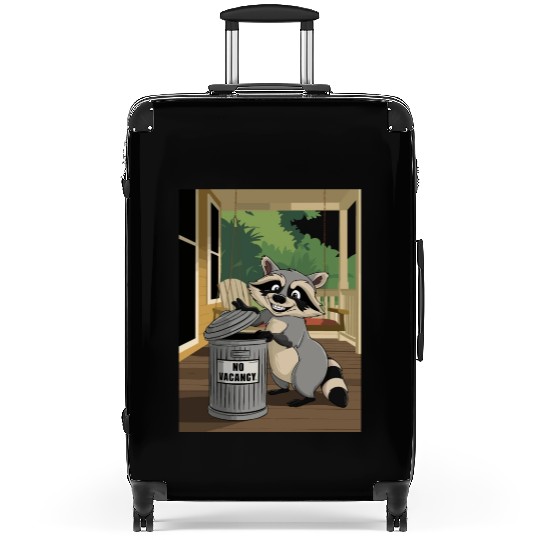 Racoon Trash Panda Metal Trash Can No Vacancy Suitcases