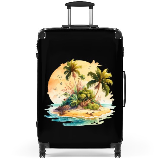 Tropical Watercolor Paradise, Summer Clipart Suitcases