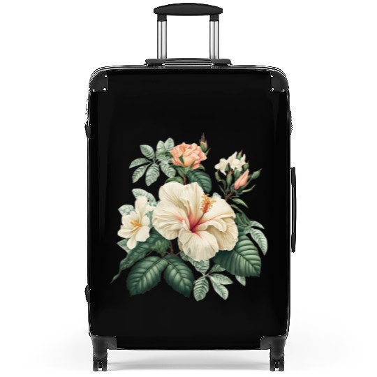 Watercolor Tropical Flowers Clipart, Tropical Suitcases