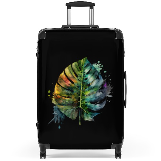 Watercolor Tropical Leaves Clipart, Tropical Leaf Suitcases
