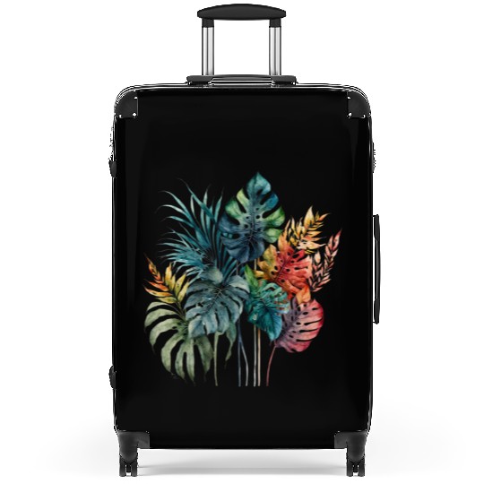 Watercolor Tropical Leaves Clipart, Tropical Leaf Suitcases