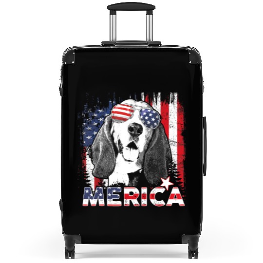 Basset Hound 4th Of July US Flag Merica Dog Lover Suitcases