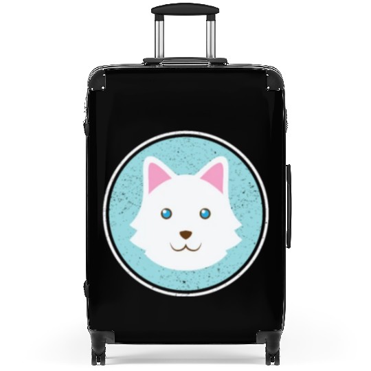 cute Dog with white Fur Suitcases