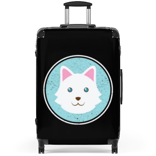 cute Dog with white Fur Suitcases