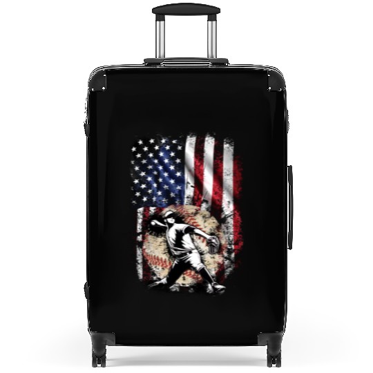 Patriotic American Flag Baseball Pitcher Suitcases