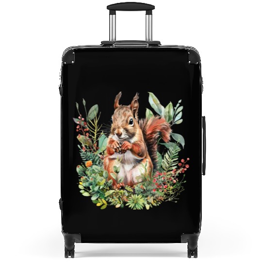 Squirrel Clipart - Woodland Creatures Art, Cute Suitcases