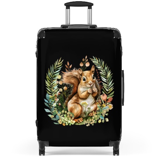 Squirrel Clipart - Woodland Creatures Art, Cute Suitcases