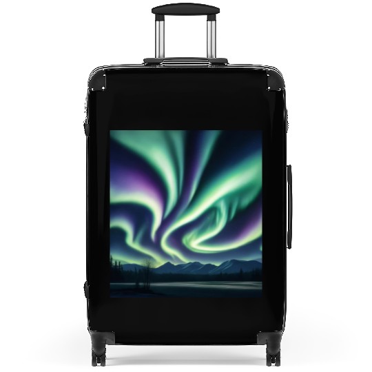 ultra realistic northern lights Suitcases