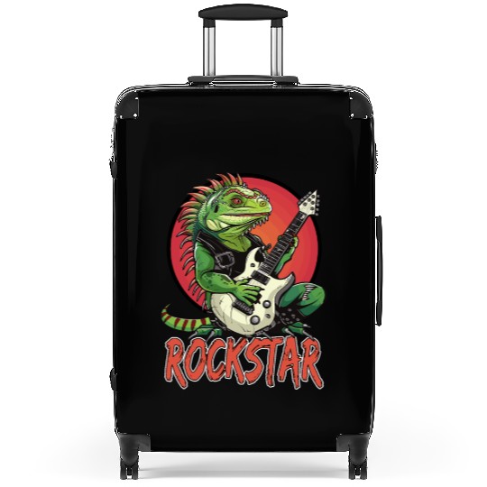 Rockstar Reptile Musician with Electric Guitar Suitcases