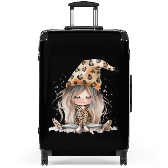 Leopard Print Gnome Clipart Images, Girly Suitcases