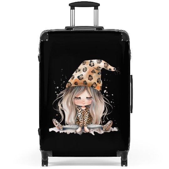 Leopard Print Gnome Clipart Images, Girly Suitcases