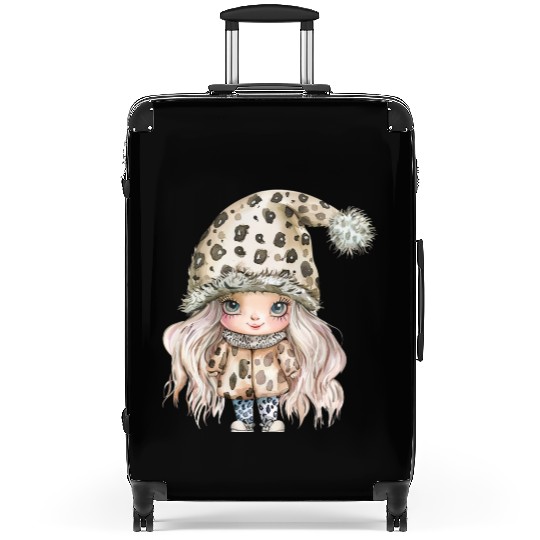 Leopard Print Gnome Clipart Images, Girly Suitcases