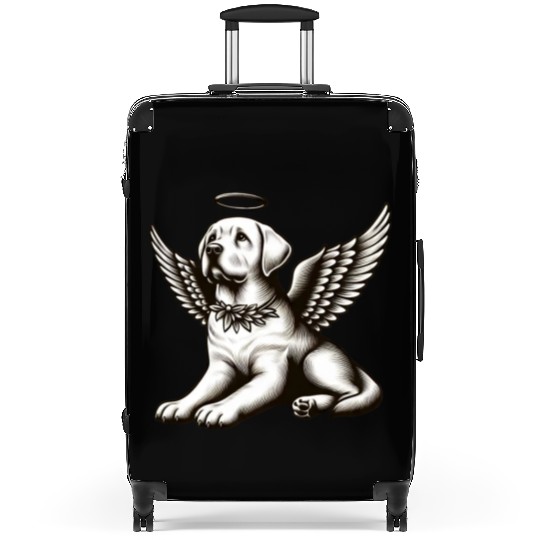 Labrador angel wings black white halo Suitcases