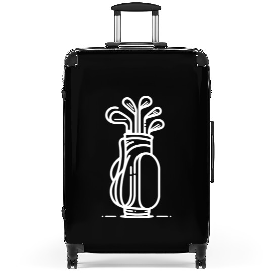 Minimalist Golf Clubs Silhouette Art - white Suitcases