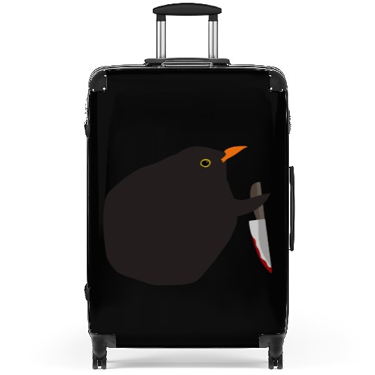 Meme blackbird with bloody knife Suitcases
