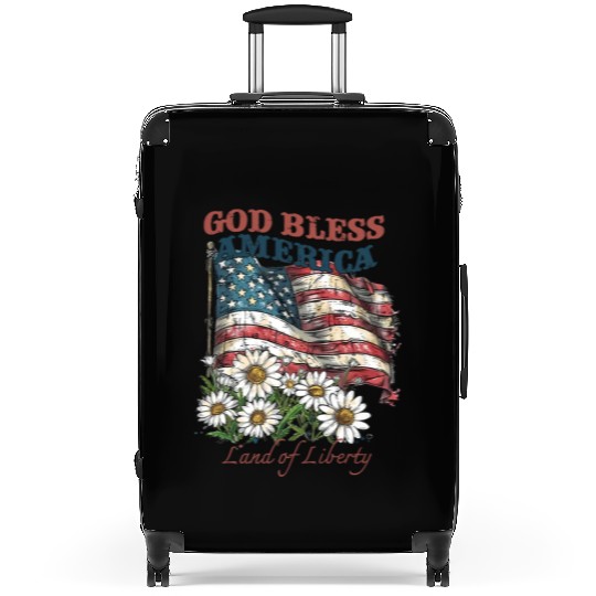 God Bless America 4th Of July US Flag Daisy Suitcases