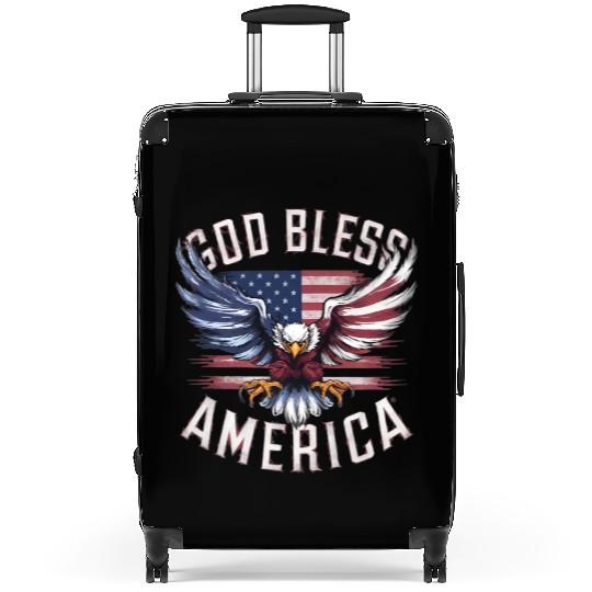 God Bless America Eagle Happy 4th Of July US Flag Suitcases