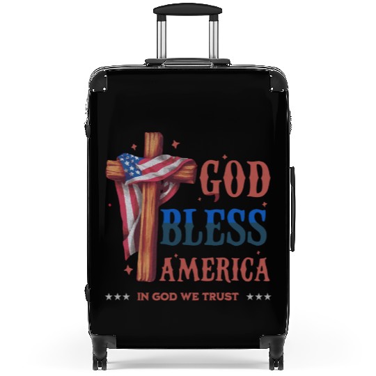 God Bless America Proud Retro US Flag 4th Of July Suitcases