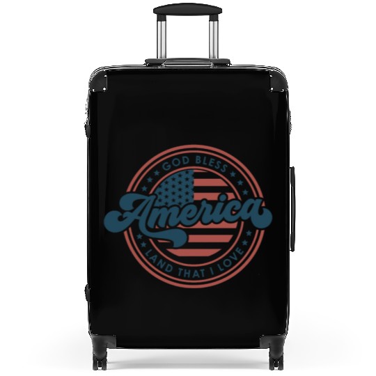 4th of July Retro US Flag God Bless America Funny Suitcases